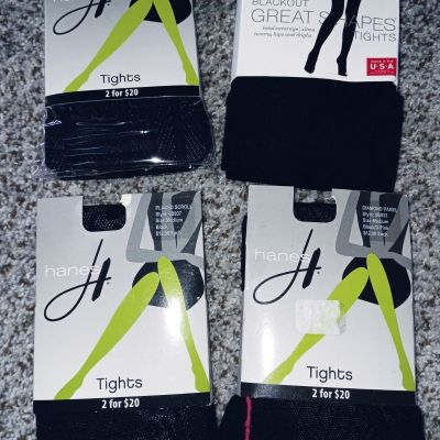 HANES/No Nonsense Lot Of 4 Tights Size Medium New Different Styles