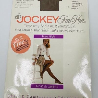 NOS Jockey for Her Sheer Thigh Highs Stockings Chestnut Small Medium Vintage