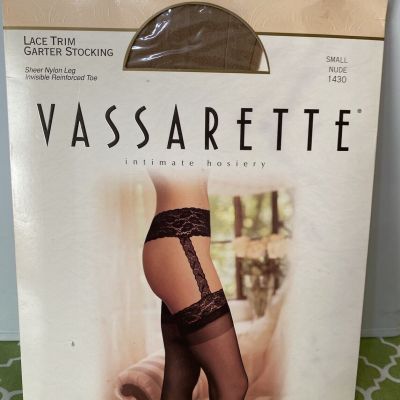 Vintage Vassarette Lace Trim Garter Stocking - Small 1430 Nude
