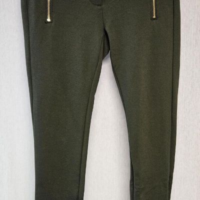 Loft Petites Hunter Green Ponte Knit Zip Pocket Pull On Ankle Leggings Pants 2P