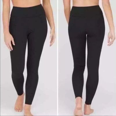 Assets by Spanx Leggings Women's Size 1X Ponte Shaping Black Athleisure FL4915
