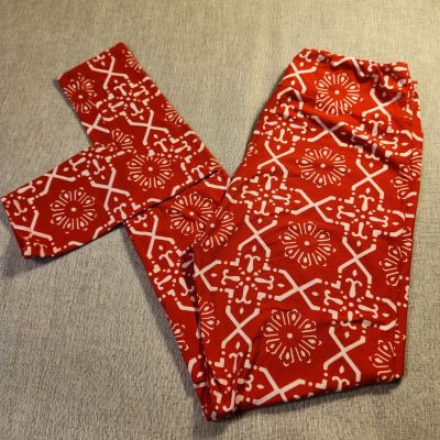 Lularoe Leggings OS One Size Red Patterned