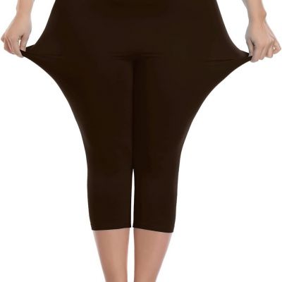 VOGUEMAX Women's Capri Leggings Plus Size Stretch and Comfy High Waisted Three-Q