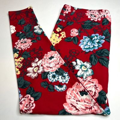 NEW LuLaRoe TC2 Legging RED PINK TEAL Hunter Green Leaf FLORAL COLORFUL Romantic