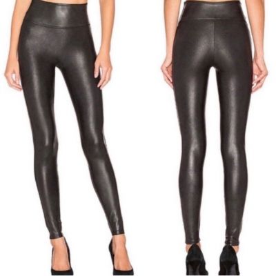 SPANX Faux Leather Leggings Shiny Black Medium