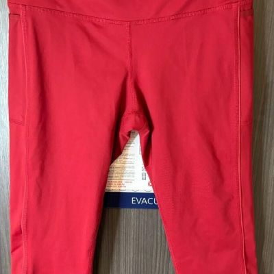 Brooks Capri Leggings Women's Medium Red Stretch Pockets Elastic Waist Pull On