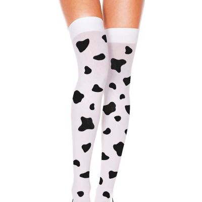 Black And White Cow Print Thigh High Stockings Halloween Tights