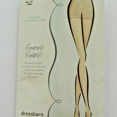 New Dressbarn Control Center Sheer Legs Silken Control Top Pantyhose Sz 1X Nude