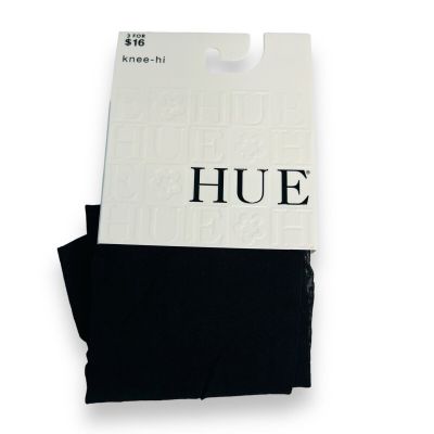 HUE Pindot Knee Hi Womens One Size Black 1 Pair NEW