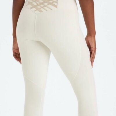 Fabletics PowerHold® High-Waisted 7/8 Legging | Egret | Gold straps | M | NWT