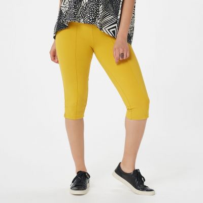 WomenControl Women's Leggings Sz L Regular Tummy Control Knit Yellow A288793