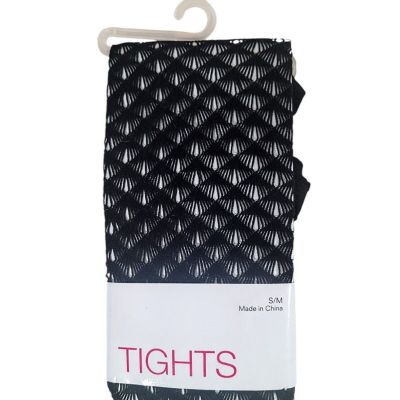 Fishnet Tights Stockings Black Geometric Pattern Women's Size Small/Medium