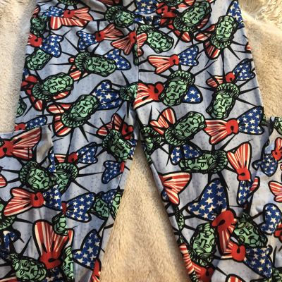 LuLaRoe Tall Curvy Leggings Womens Patriotic design 4th Of July Lg Pants New 32”