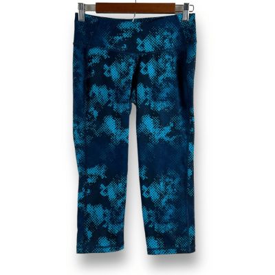 Old Navy Active Womens M Go Dry Crop Leggings Pixilated Multi Shade Blue Workout