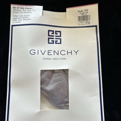 Givenchy Body Gleamers Sheer Pantyhose Shimmery Silver Fox Control Top Size B