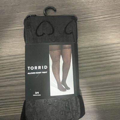 Torrid Allover Heart Tights Size 3/4 22-26 Allover Heart Tights   NEW