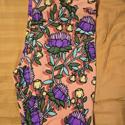 NWOT Lularoe TC Multi-color Purple Flowers Leggings (#L84)