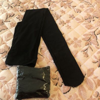 Women's 2 Pair Tights Footless Black Size Large