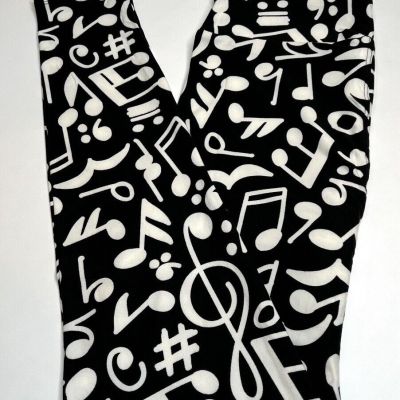 NEW LuLaRoe OS Leggings Black MUSIC NOTE Song Concert Sing Instrument SONG Tune