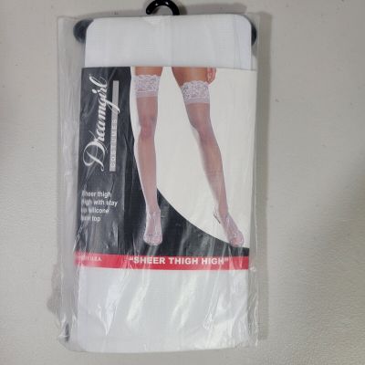 Dreamgirl Costumes Stockings One Size White Sheer Thigh High Stay Up Lace Top