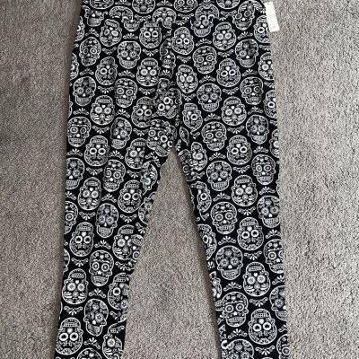 NWT Terra & Sky Women’s Plus Size 2x 20W-22W Sugar Skull Black White Leggings