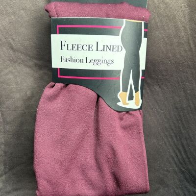 Fleece Lined Fashion Leggings  Burgundy Plus Size 1XL/2XL New, By Gold Metal….