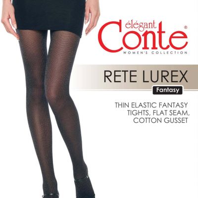 Conte Tights Rete Lurex - Black Shiny Fishnet High-Quality Fantasy Pantyhose