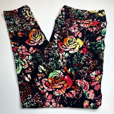 NEW LuLaRoe TC Leggings BLUE Colorful ROSE Flower Modern ABSTRACT Romantic Art