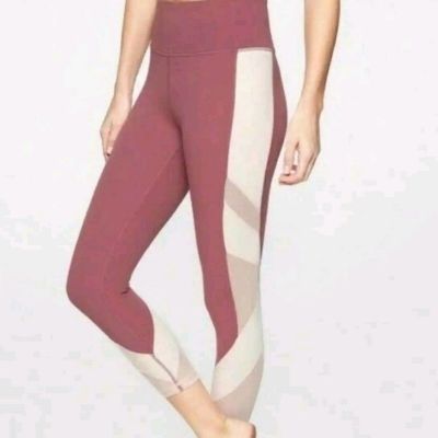 Athleta Exhale Capri Color Block Mesh Cropped Leggings Size Small Workout