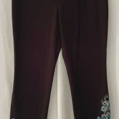 zenergy by CHiCO'S ???? size M 8 black workout pants leggings embroidered detail