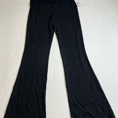 Wild Fable Flare Leg Leggings Womens L Black Knit Pull On Stretch Pants