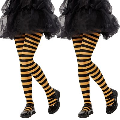 Girls Colored Striped Tights Toddler Kids Halloween Christmas Costume Pantyho...