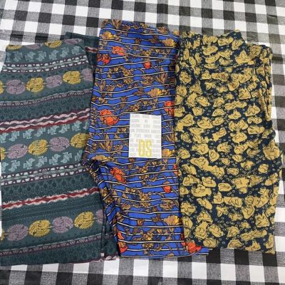 Lularoe OS one size  Leggings 3 pack u get 3 birds stripes floral NWT