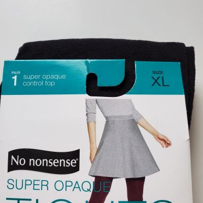 No nonsense Super Opaque Control-Top Tights Size X-Large Extra Large Black XL