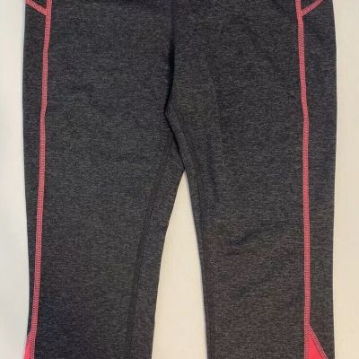 Xersion Capri Workout Yoga Pants Women's Size M Fitted Black Pink Drawstring