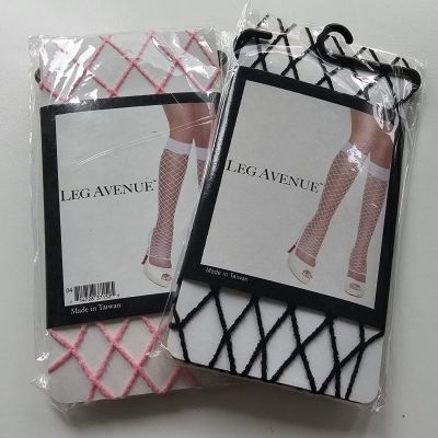 3905 Leg Avenue - 1 x Black 1 x Pink Festival Fence Net Knee High -One Size