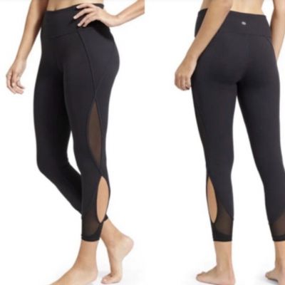 Athleta Leggings Salutation Mesh Calf Mesh Cutout Yoga Workout Pants SZ(M)