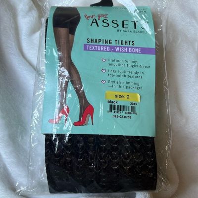 Spanx Assets Shaping Tights Textured Wish Bone Size 2 Black 125-155lbs  5’1-5’9