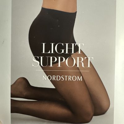 Nordstrom Light Support Control Top Pantyhose Women's Size D Black 25 Denier NWT