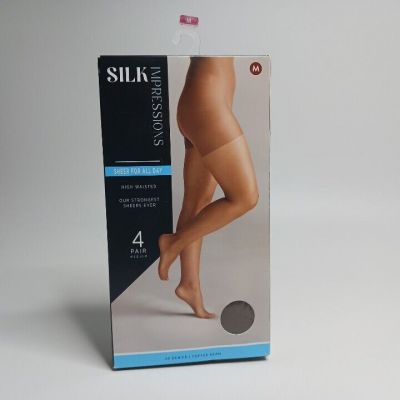 Silk Impressions High-Waisted Sheer Pantyhose (Coffee Bean) Size (M) 4-Pack