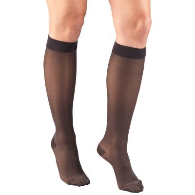 Truform Women's Stockings Knee High Sheer Diamond Pattern: 15-20 mmHg M CHARCOAL