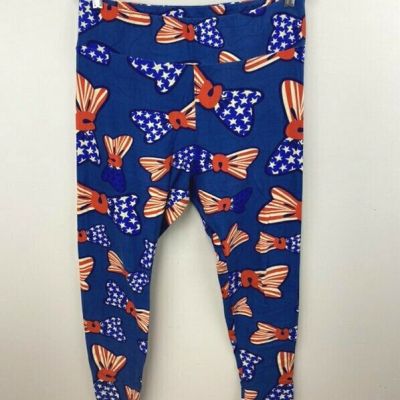 Lularoe TC Tall & Curvy Leggings Americana Bow Red White Blue Patriotic