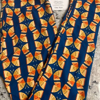 LuLaRoe One Size Navy with Orange Watermelon Butterflies