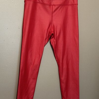 Zyia Active High Rise Faux Leather Effect Red Leggings 16-18 EUC