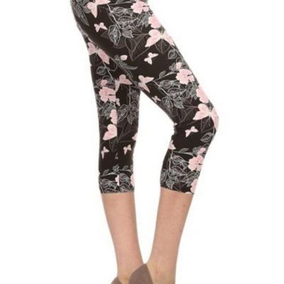 Multi-color Print, Cropped Capri Leggings In A Fitted Style With A Banded High W