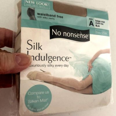 NEW Sz A Sm Beige Mist Sheer Toe NO NONSENSE SILK INDULGENCE Panty Hose a