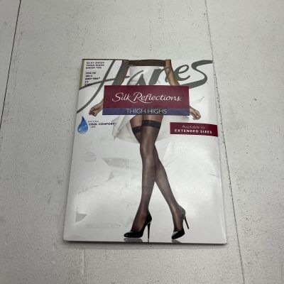 Hanes Barely There Brown Silky Sheer Toe Thigh High Tights Womens Size IJ