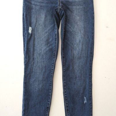 SPANX Pull On Jeans/Leggings  Medium Distressed Denim Stretch Raw Hem Shaping