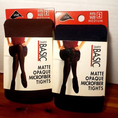 Simply Basic Matte Opaque Microfiber Tights BROWN & NAVY BLUE