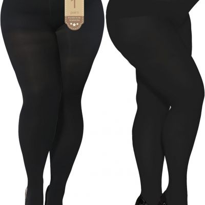 Buauty Plus Size 80D Black Tights for Women - Opaque Stockings, Run Resistant Pa